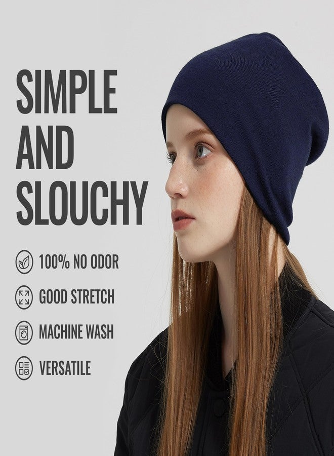 ACUSHLA 100% Merino Wool Cuff Beanie for Men & Women Knitted Winter Hat Unisex Watch Cap Skull Wrap for Cold Weather, Navy Blue - Image 2